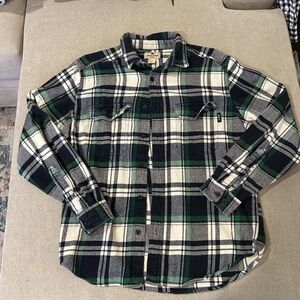 Woolrich Navy and Green Plaid Shirt